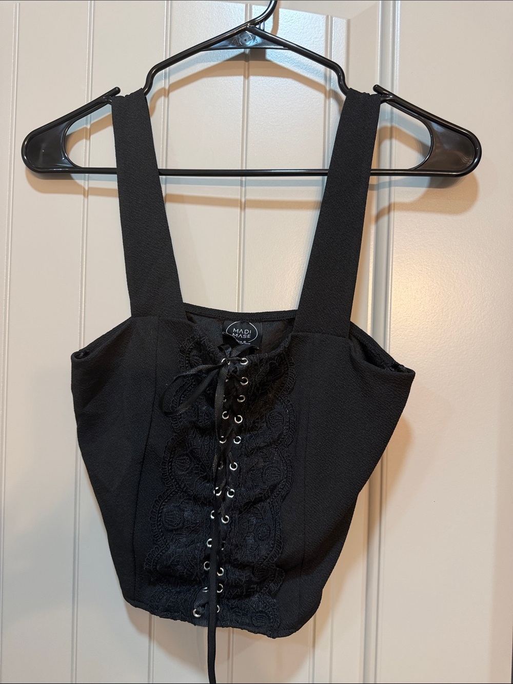 Black Lace-Up Cropped Camisole